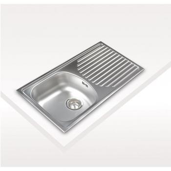 Fregadero Cata CDS-1 EI de Acero Inoxidable con 1 Cubeta y Escurridor a la Izquierda para Instalación Sobre o Bajo Encimera, Dimensiones 45cm