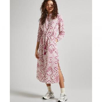 Vestido Paz Rosa Pepe Jeans - Elegante diseño midi con cordón ajustable en la cintura