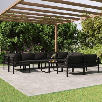 10-Piece Anthracite Aluminum Garden Lounge Set with Cushions
