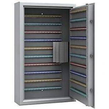 Caja de caudales para llaves ajustable gris con 300 ganchos, dimensiones 1000 x 600 x 200 mm