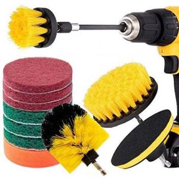 YUJOY Drillbrush 12Pcs Cocina de la Limpieza Cepillos para el Kit de Taladro con Largo Alcance Archivo Adjunto. Tres Piezas de Energía Media Scrub Sistema de Cepillo Medio-Verde