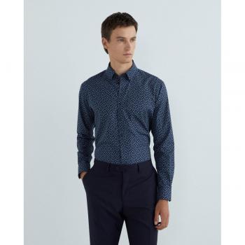 Rushmore Camisa de hombre sport regular fit 100% algodón NON IRON estampado perdiz, popelín, cuello botón punta, puño arista