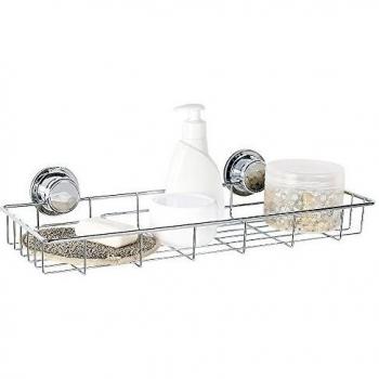 Tatkraft Vacuum Screw HARD Ferdinand Repisa Baño Cesto Ducha Larga Acero Cromado con Ventosas 45X18.9X5cm