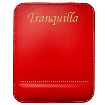 Almohadilla de cuero sintético de ratón personalizado con el texto: Tranquilla