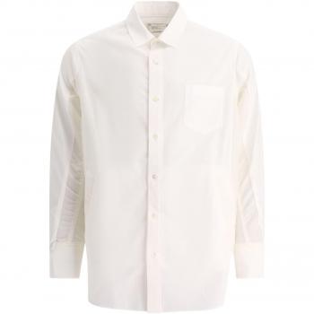 Sacai Men's Cotton Poplin Shirt in White, Size M