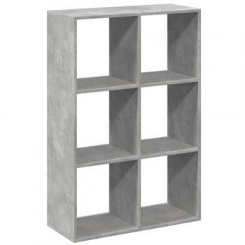 Librería divisora de madera y hormigón gris, dimensiones 69,5x29x103,5 cm, estantería separador de espacios para salón, dormitorio y oficina con 6 compartimentos