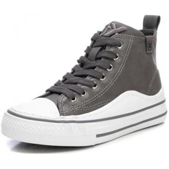 Zapatilla de Lona Abotinada para Niña XTI con Cordones y Cremallera Lateral, Color Negro, Talla 39