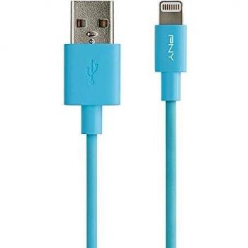 PNY Cable Lightning de Carga y Sincronización de 1,2m para Apple iPad, iPhone y iPod, Color Azul