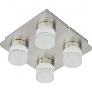 Plafón LED Stefanie con 4 luces de acero inoxidable