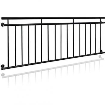 Balcón Francés ECD Alemania 225 x 90 cm Barandilla de Acero Negro con Rejilla y Barras Transversales
