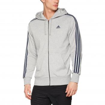 adidas Ess 3S Fz Ft Sudadera, Hombre, Gris