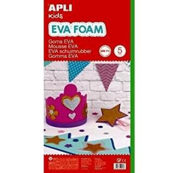 APLI Kids 12761-Goma EVA verde 600 x 400 mm 5 hojas