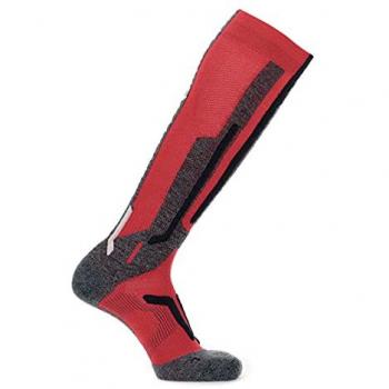 UYN Calcetines Largos Ski Merino Rojo, calcetines de esquí para hombre, fabricados en mezcla de lana merina, diseño ergonómico, propiedades térmicas y transpirables, refuerzos en áreas