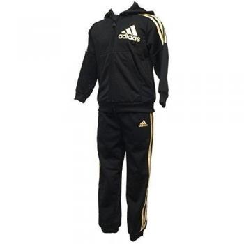adidas I J SH HD Suit - Chándal para niños, color negro / dorado, talla 104