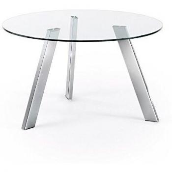 Kave Home Mesa Carib 130 cm, plata y cristal
