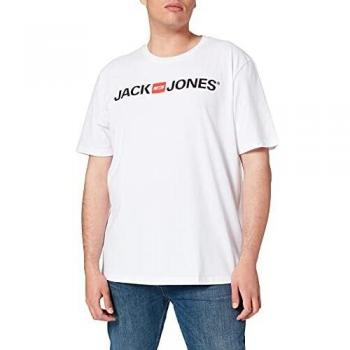 Jack & Jones Men's Corp Logo Crew Neck T-Shirt - White - Slim Fit