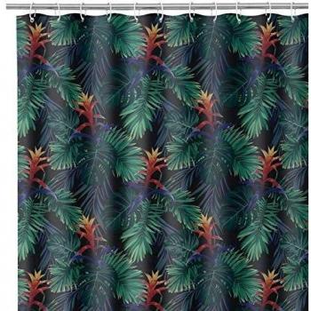 Cortina de baño exótica Negra de poliéster de 180x200 cm - LOLAhome