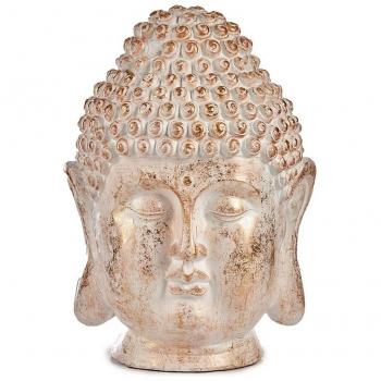 Figura Decorativa para Jardín Buda Cabeza Blanco/Dorado Poliresina (31,5 x 50,5 x 35 cm)