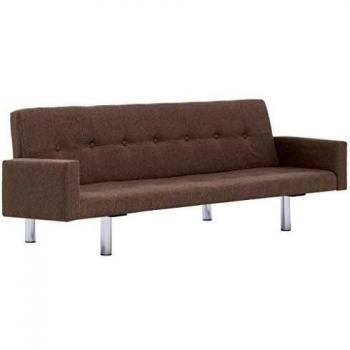 SengentoStyle Slaapbank met armleuning polyester bruin