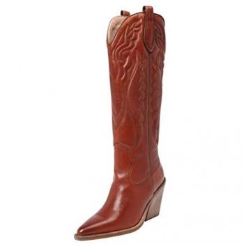 Bronx New Kole Women's High Cowboy Boots - Rust Brown