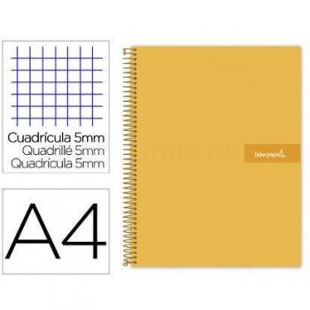 Cuaderno espiral liderpapel a4 micro crafty tapa forrada 120h 90 gr cuadro 5 mm 5 bandas 4 color naranja.