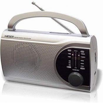 Haeger Surround Radio Portátil AM/FM AC/DC con Asa de Transporte Retráctil, Entrada para Auriculares, Color Gris PR-BIB.004B