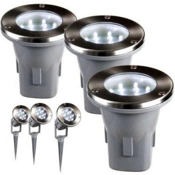 Smartwares 5000.158 Todi Conjunto de luces exteriores, Pack de 3 unidades, 12 V, Acero inoxidable, LED