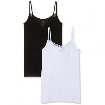 Only Onlkira Lace Singlet 2 Pack Noos Camiseta sin Mangas, Negro
