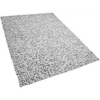 Alfombra de lana gris claro 160 x 230 cm bolas de fieltro tejida a mano Amdo