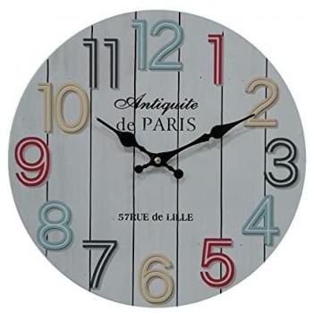 Reloj de Pared Decorativo Blanco con Números Coloridos en MDF Analógico