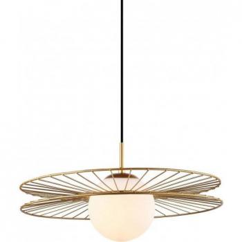 Lámpara colgante moderna Sandy - Dorada, 1 luz, Pantalla blanca, E27 - Italux