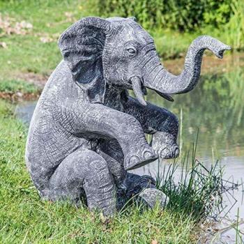 Estatua de elefante con pátina negra gris sentado 95 cm - Wanda Collection