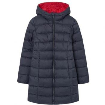 Pepe Jeans Girls' Long Urban Winter Jacket - Water-Resistant Casual Blue Outerwear