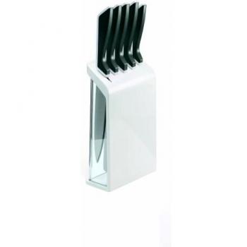 Guzzini Fratelli Kitchen Active Design, Juego de 5 Cuchillos con Base, ABS|San|PP|TPR|Stainless Steel