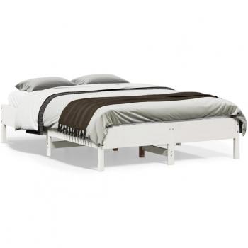 Cama sin colchón blanca 120x190 cm de madera maciza de pino