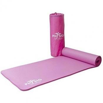 PhysioWorld - Esterilla de deporte, colchoneta de fitness / entrenamiento de espuma NBR para Pilates, Gimnasio, Yoga, Ejercicio, color rosada