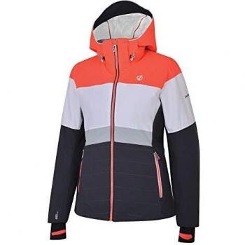 Dare 2b Avowal Waterproof & Breathable High Loft Insulated Technical Ski & Snowboard Jacket with Detachable Snowskirt and Wire Peaked Hood Chaquetas aislantes Impermeables, Mujer, Ebony/White, 20