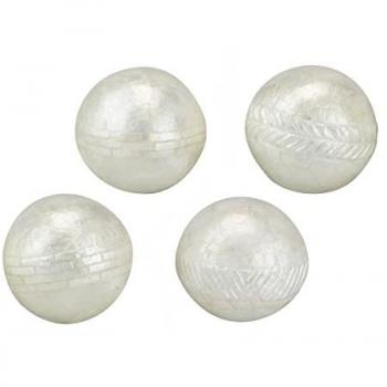 Set de 4 Bolas Decorativas de Capiz en Colores Surtidos - 10x10x10 cm