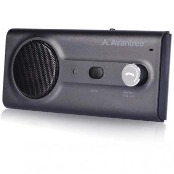 Avantree CK11 Bluetooth Hands Free Car Kit, Loud Speakerphone, Siri Google Assistant Support, Motion AUTO ON, Volume Knob, Wireless in Car Handsfree Speaker with Visor Clip – Titanium