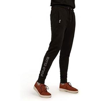 POLO CLUB Pantalón Jogger Negro con Impresión Gráfica a Contraste