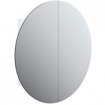 vidaXL Bathroom Cabinet with Round Mirror & LED, White, 54x54x17.5 cm