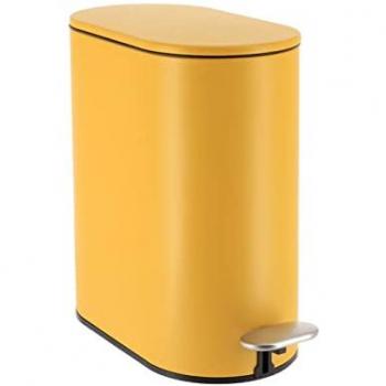 Papelera Metálica Ovalada 5L con Freno de Pedal Acero Inoxidable - Ocre