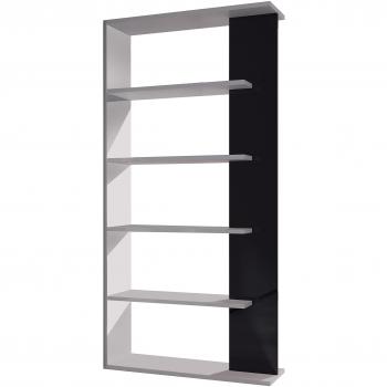 Habitdesign 0T2252BO - Estantería 5 baldas, color Blanco y Negro Brillo, dimensiones: 90cm