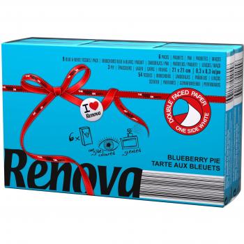 Renova Pañuelos de bolsillo Red Label Azul aroma Tarta de Arándanos - 6 paquetitos - [Pack de 20]