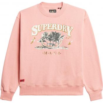 Superdry Women's Travel Souvenir Loose Sweatshirt - Pink XS, Casual Cotton Long Sleeve