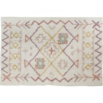 Alfombra Boho de algodón multicolor tejida a mano con flecos