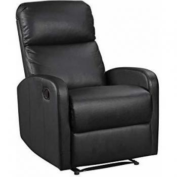 Sillón Relax Inclinable Max en Simil Piel Negra con Reposapiés y Dimensiones 159x101x65cm