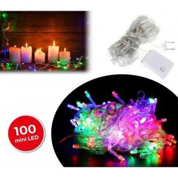 Tira LED Multicolor de 100 Guirnaldas con Efecto Decorativo Navideño y Cable Transparente