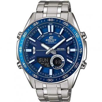 Casio EDIFICE Reloj en caja sólida, 10 BAR, Azul, para Hombre, con Correa de Acero inoxidable, EFV-C100D-2AVEF