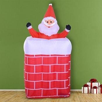 Papa Noel Chimenea Hinchable + 2 Infladores y Luz LED Decoracion Navidad Inflable